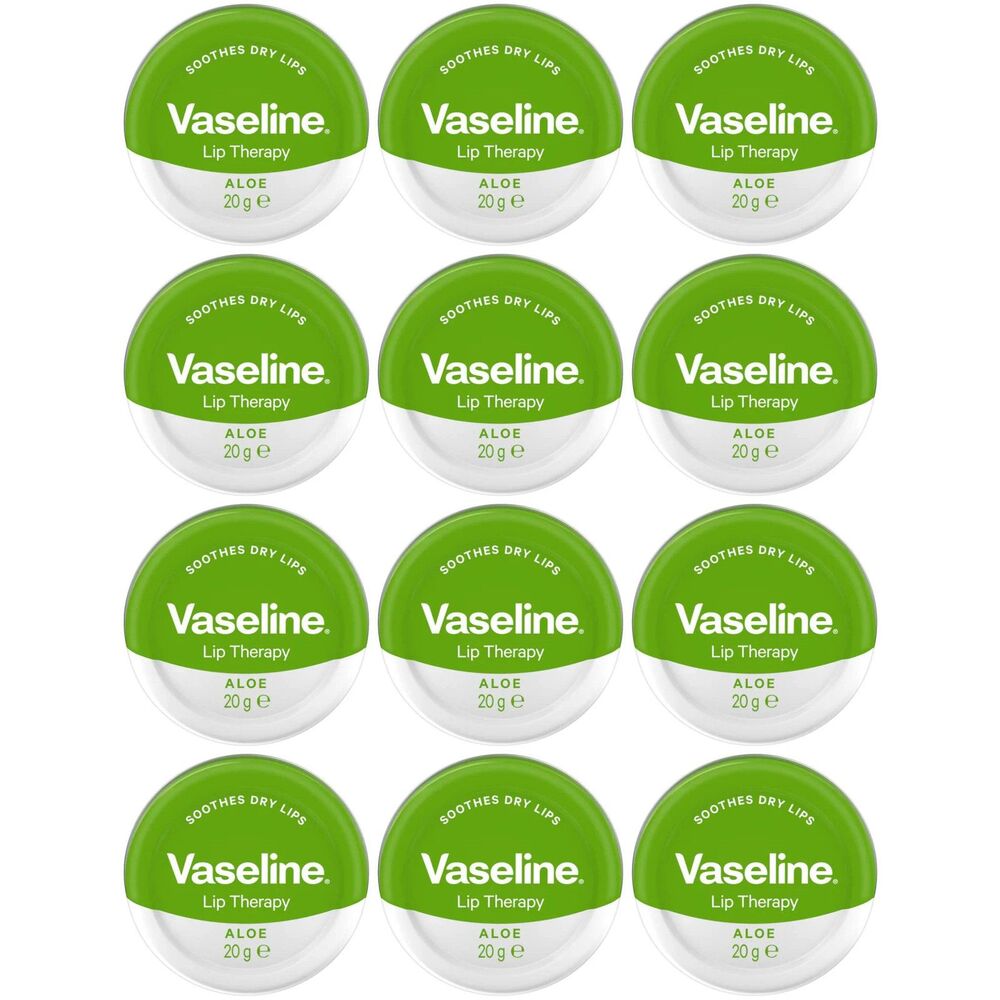 12-PACK Vaseline Aloe Vera Lip Therapy Soothes Dry Lips 20g